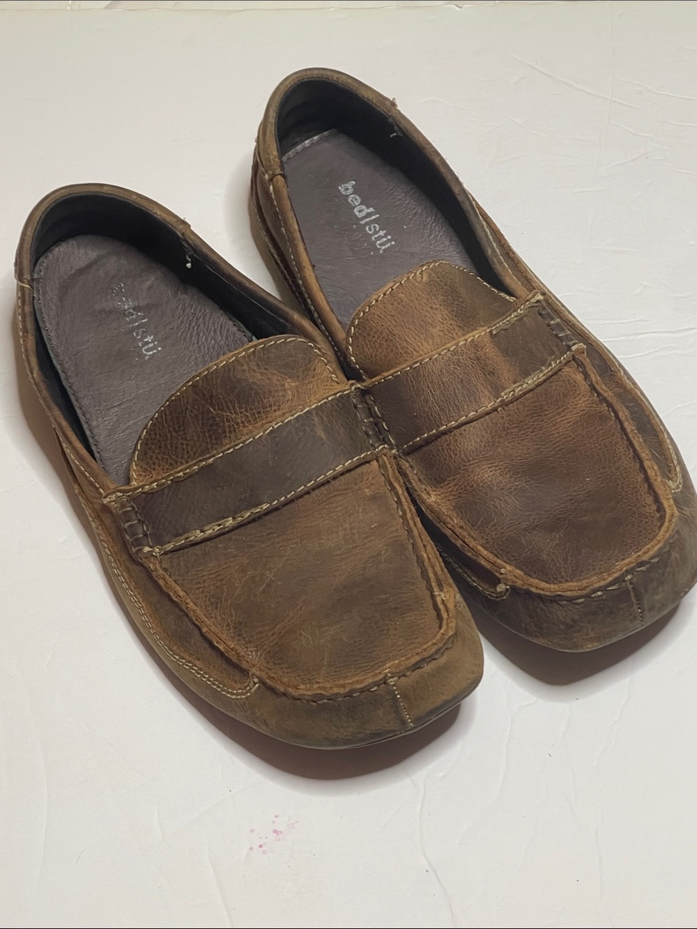 BED|STU Men's Distressed Brown Leather Slip-On Loafers Size 10.5